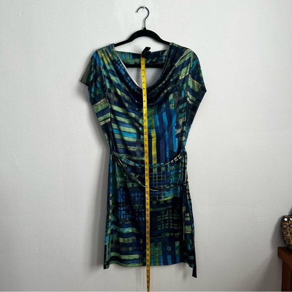 Komarov Evening Cocktail Dress Rare Vintage Abstract Stretchy Short Sleeve - Picture 6 of 11